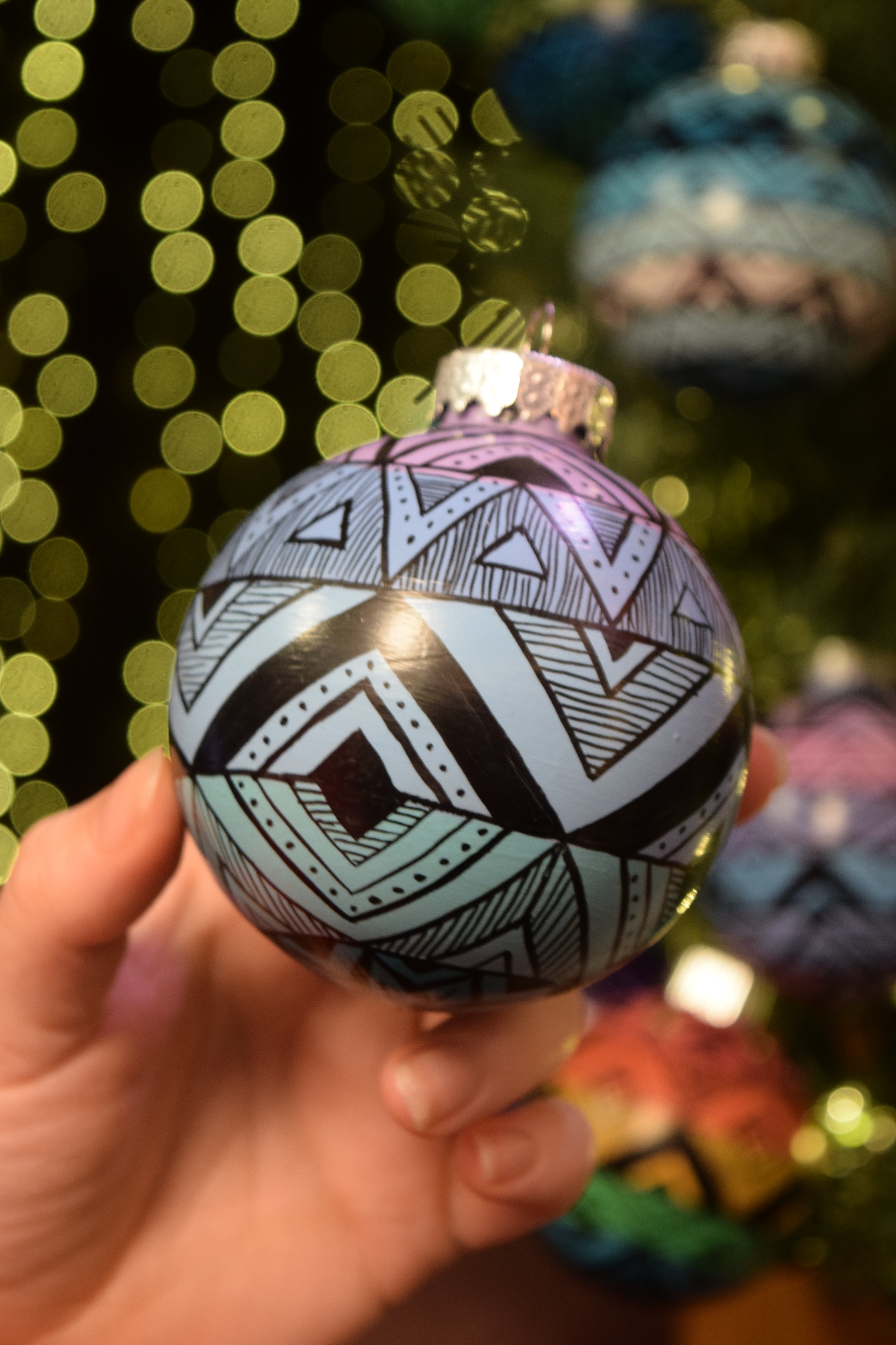 Pastel Cool Colors Hand Painted Christmas Ornament