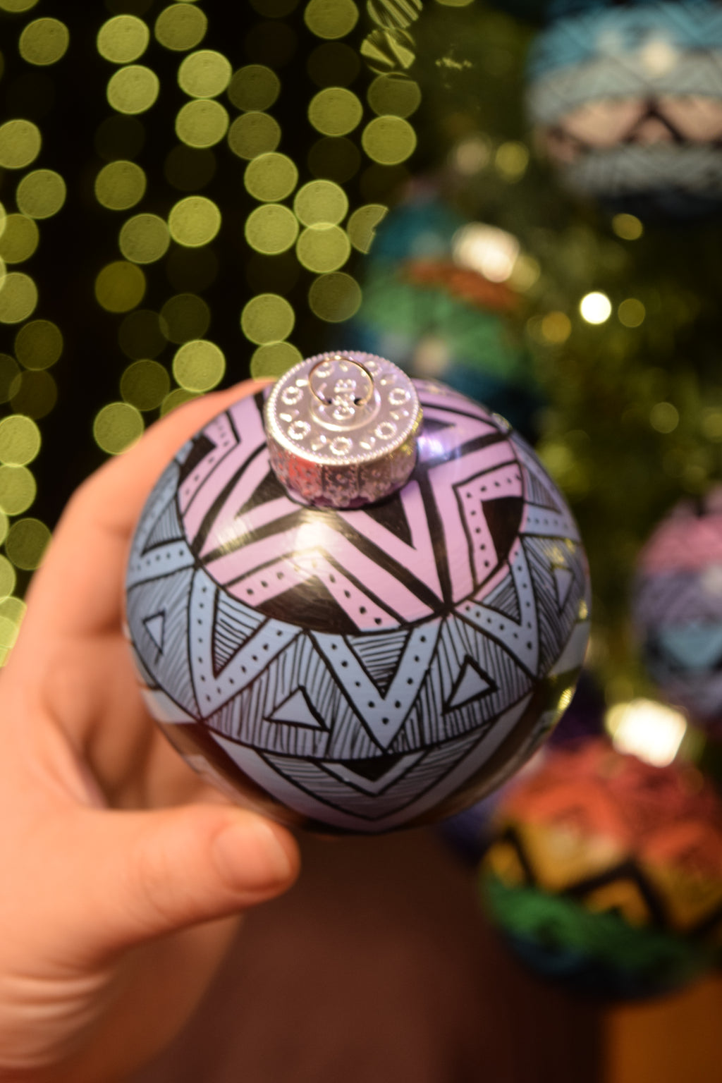 Pastel Cool Colors Hand Painted Christmas Ornament