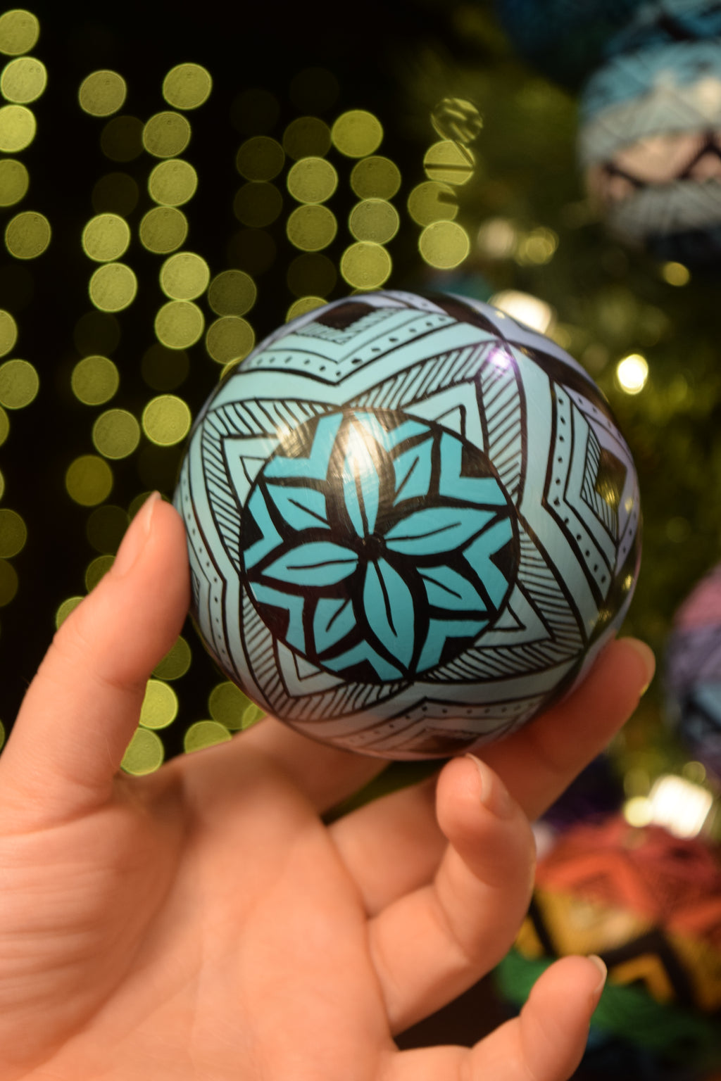 Pastel Cool Colors Hand Painted Christmas Ornament