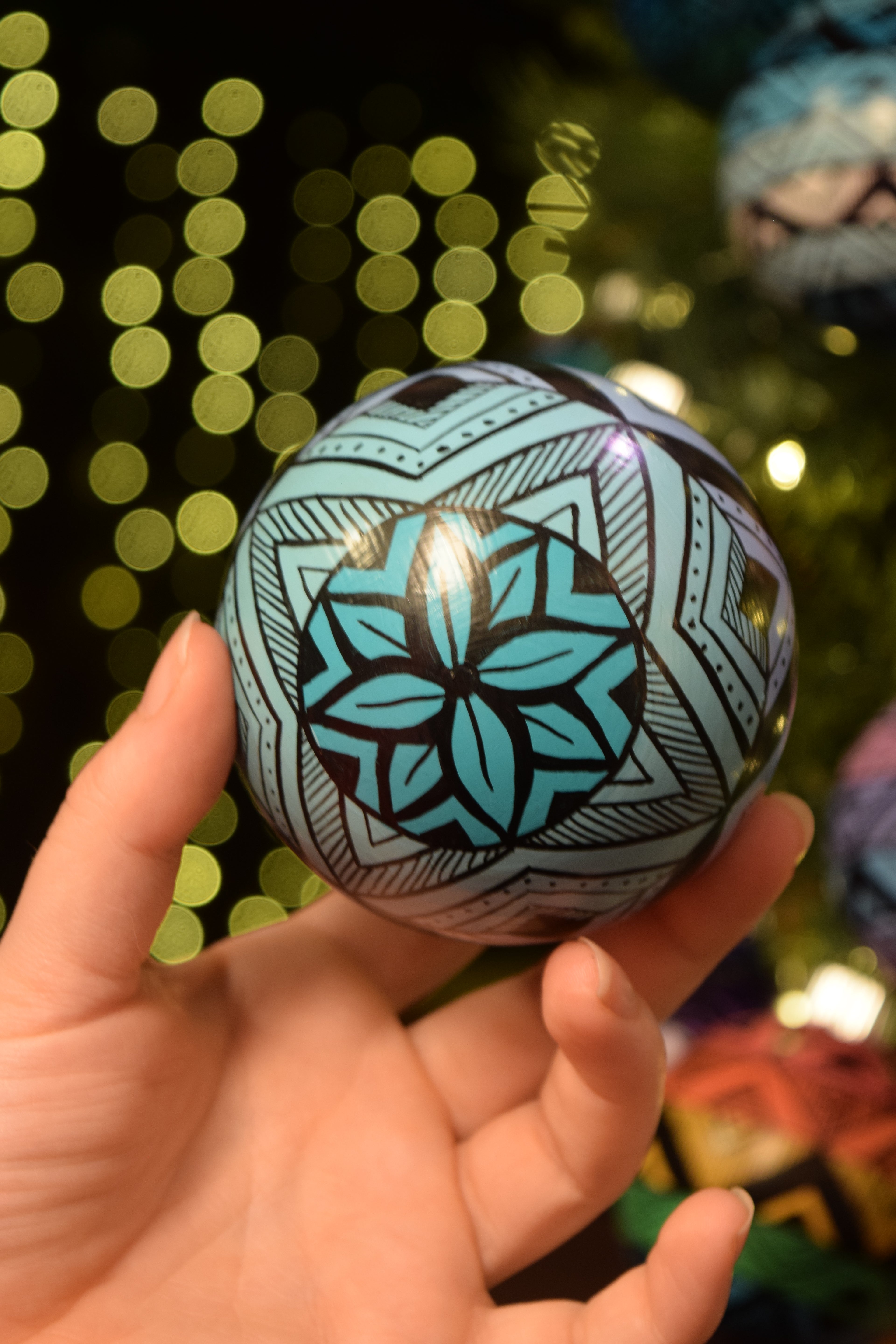 Pastel Cool Colors Hand Painted Christmas Ornament