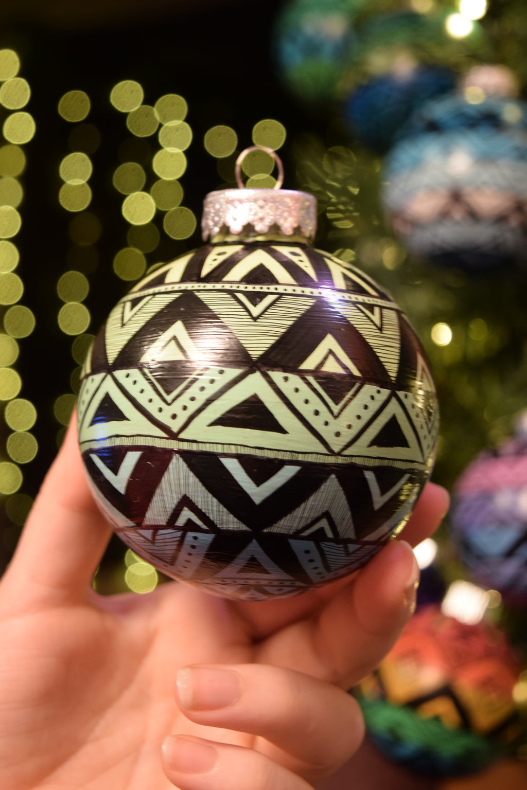 Pastel Green and Blue Hand Painted Christmas Ornament