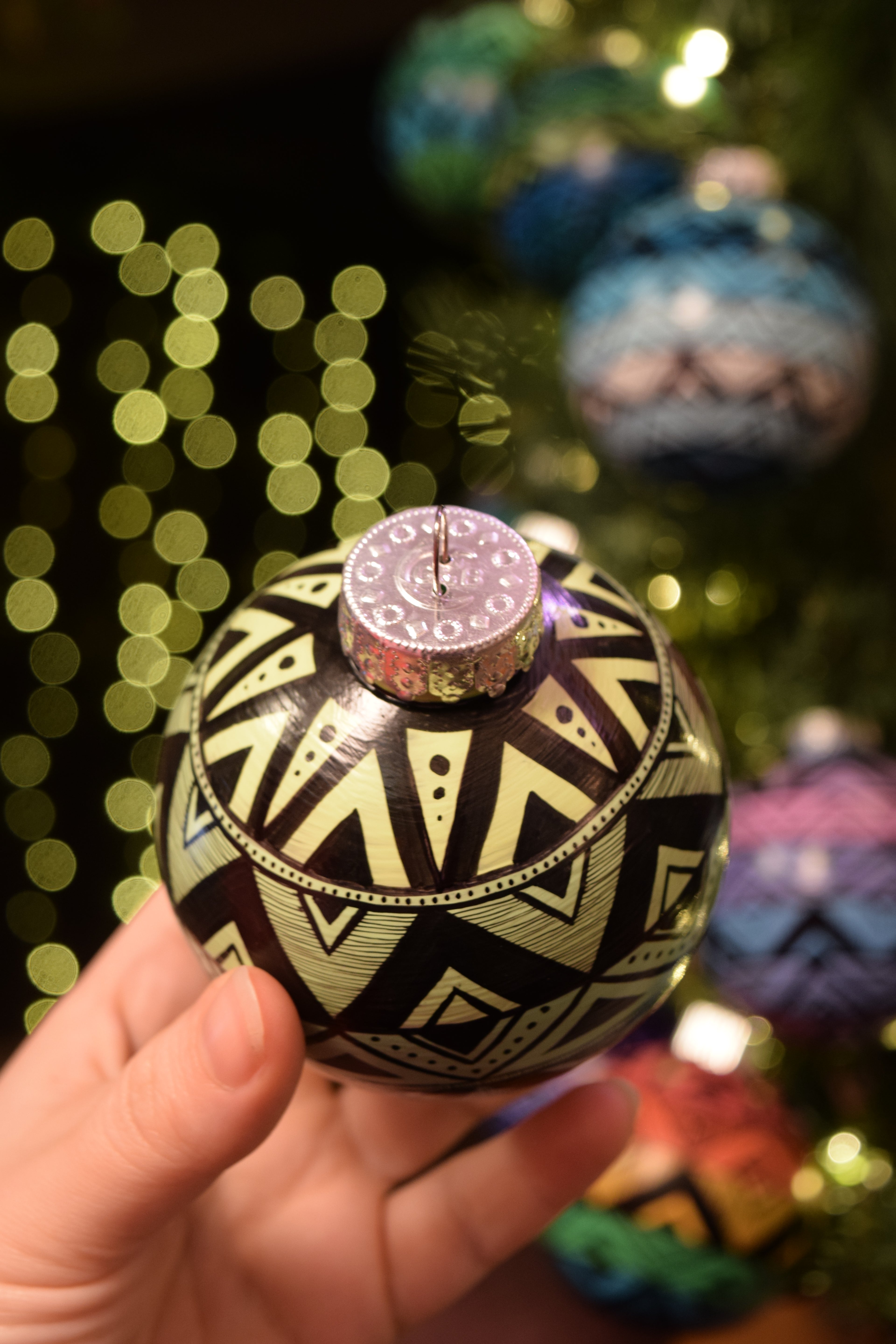 Pastel Green and Blue Hand Painted Christmas Ornament