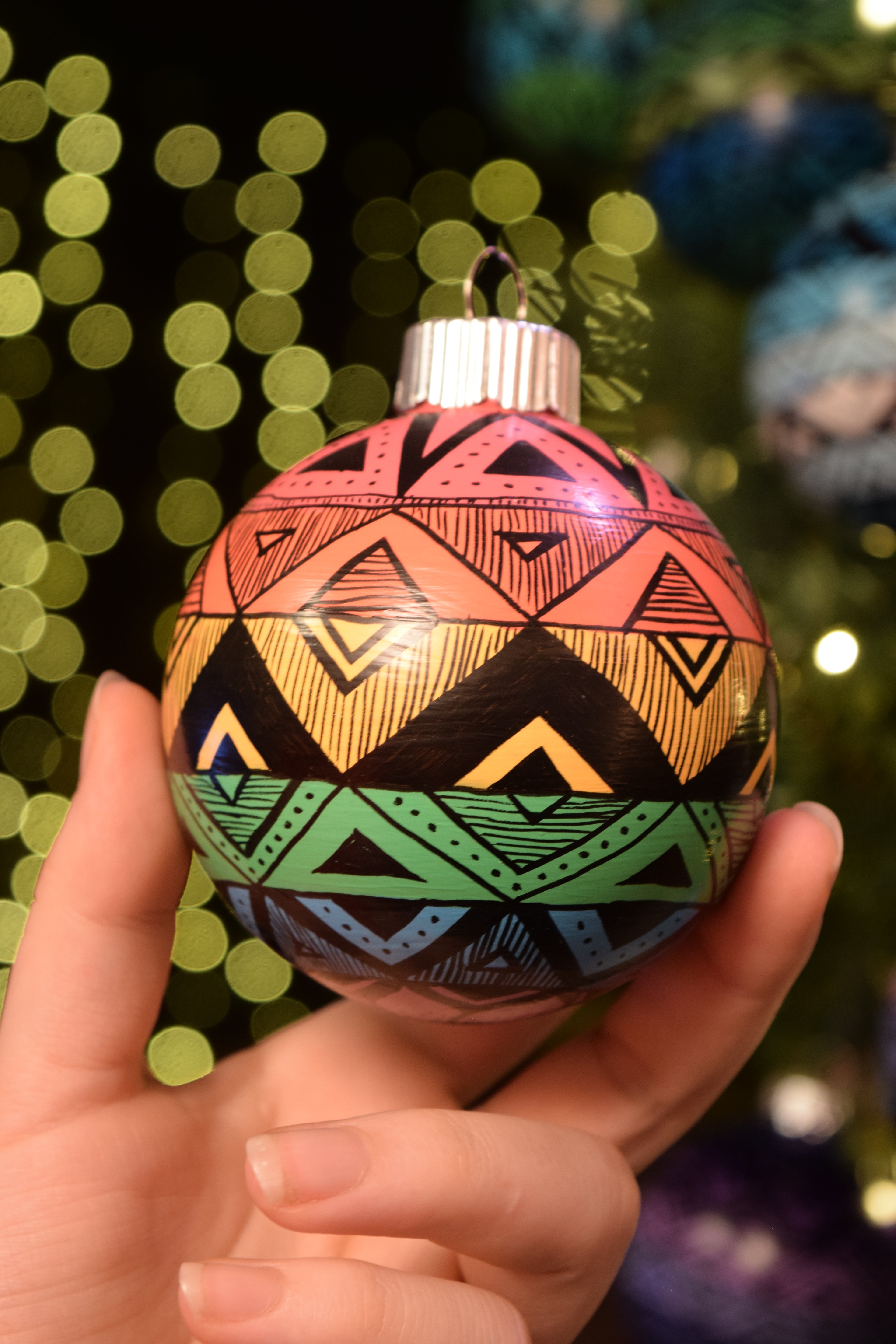 Hand Painted Colorful Christmas Ornament