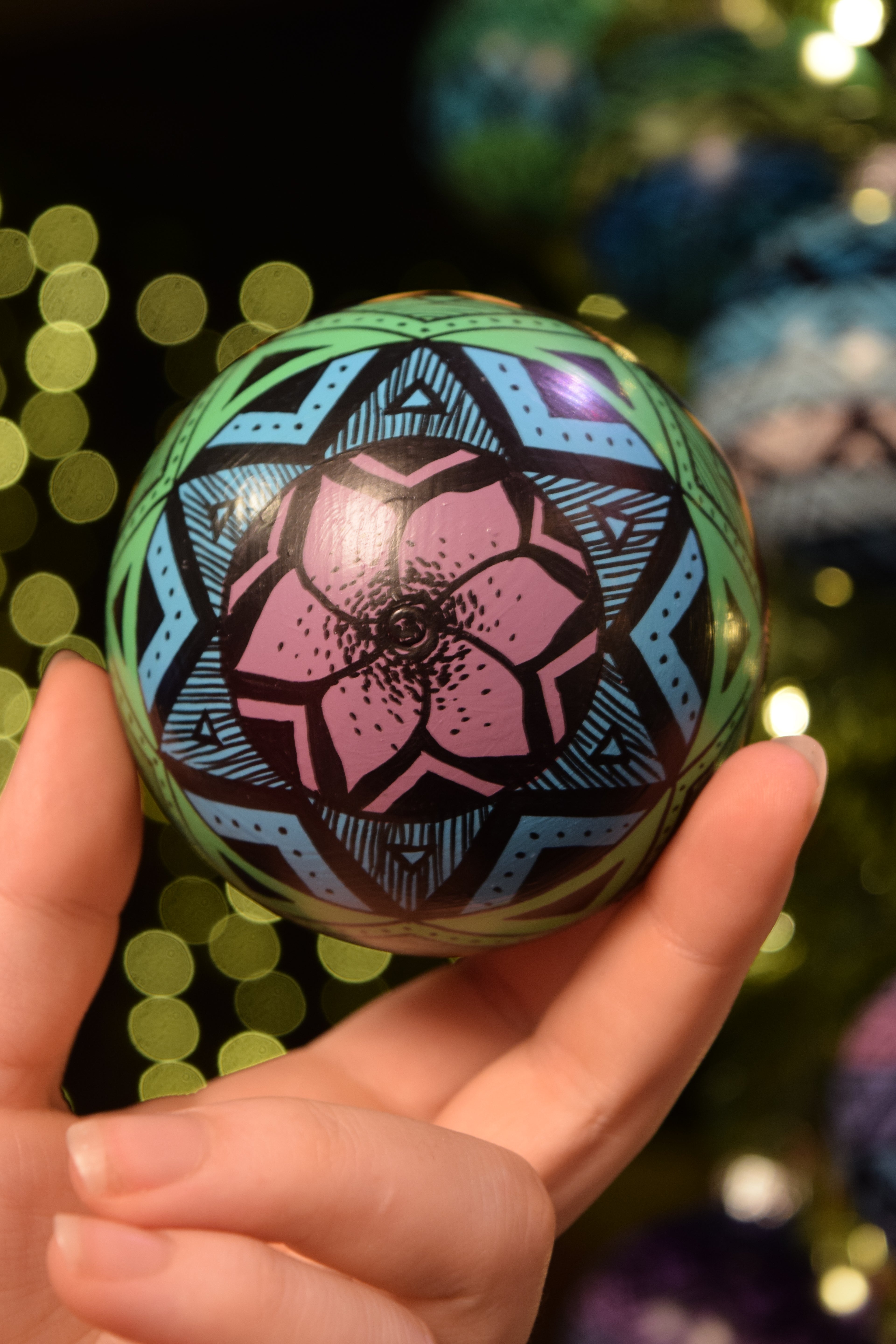 Hand Painted Colorful Christmas Ornament