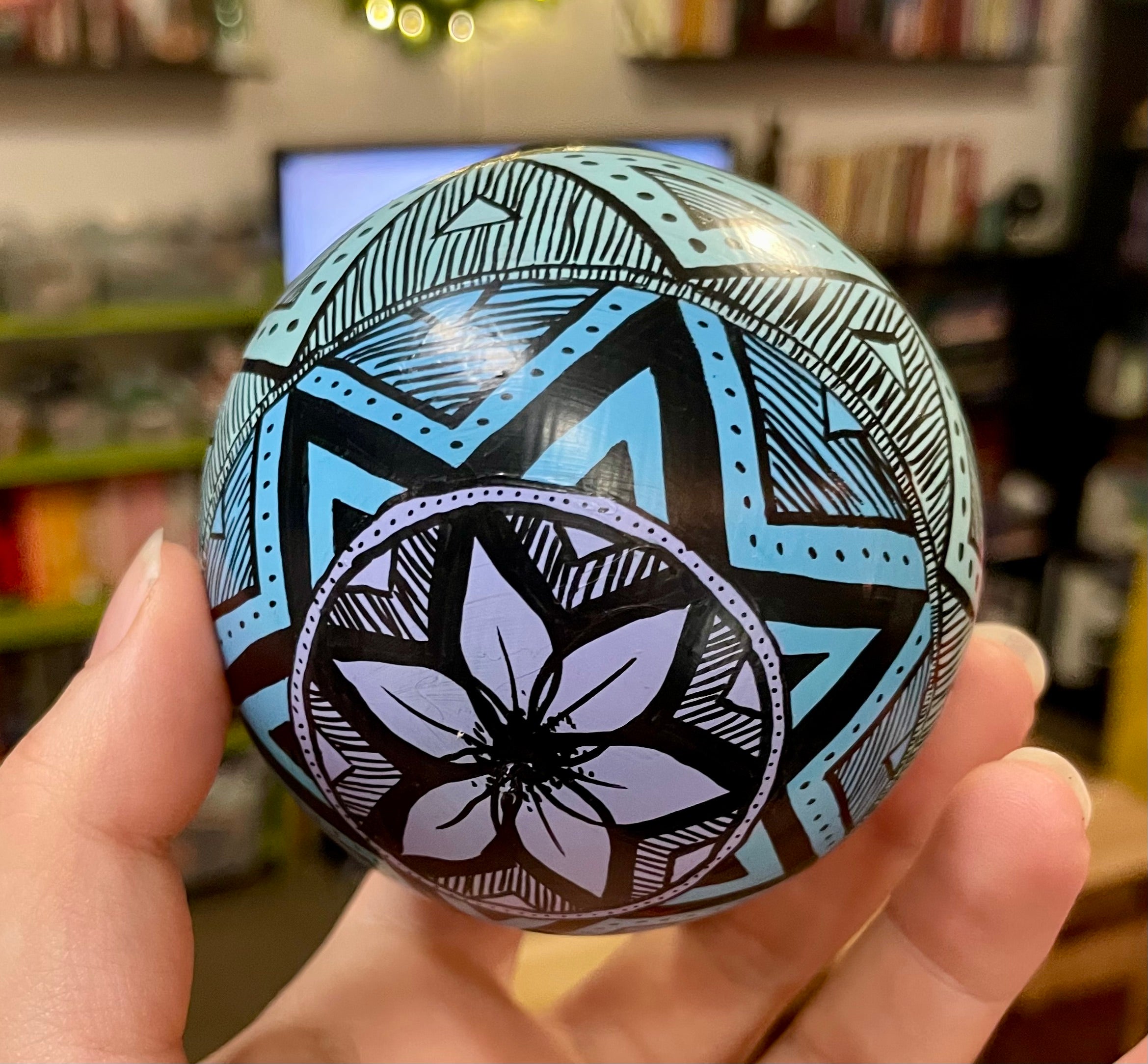 Hand Painted One of a Kind Colorful Christmas Ornament