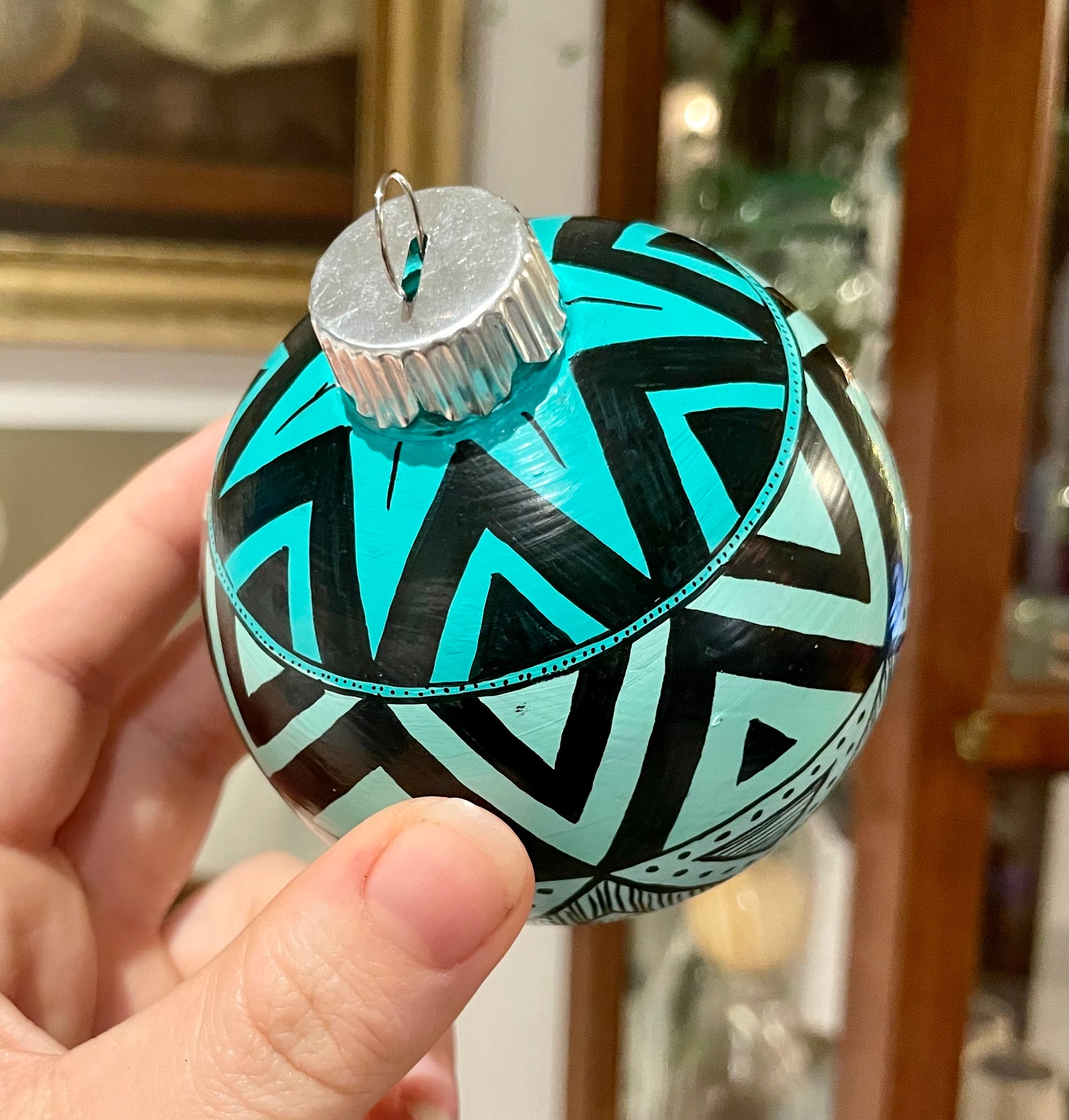 Hand Painted One of a Kind Colorful Christmas Ornament