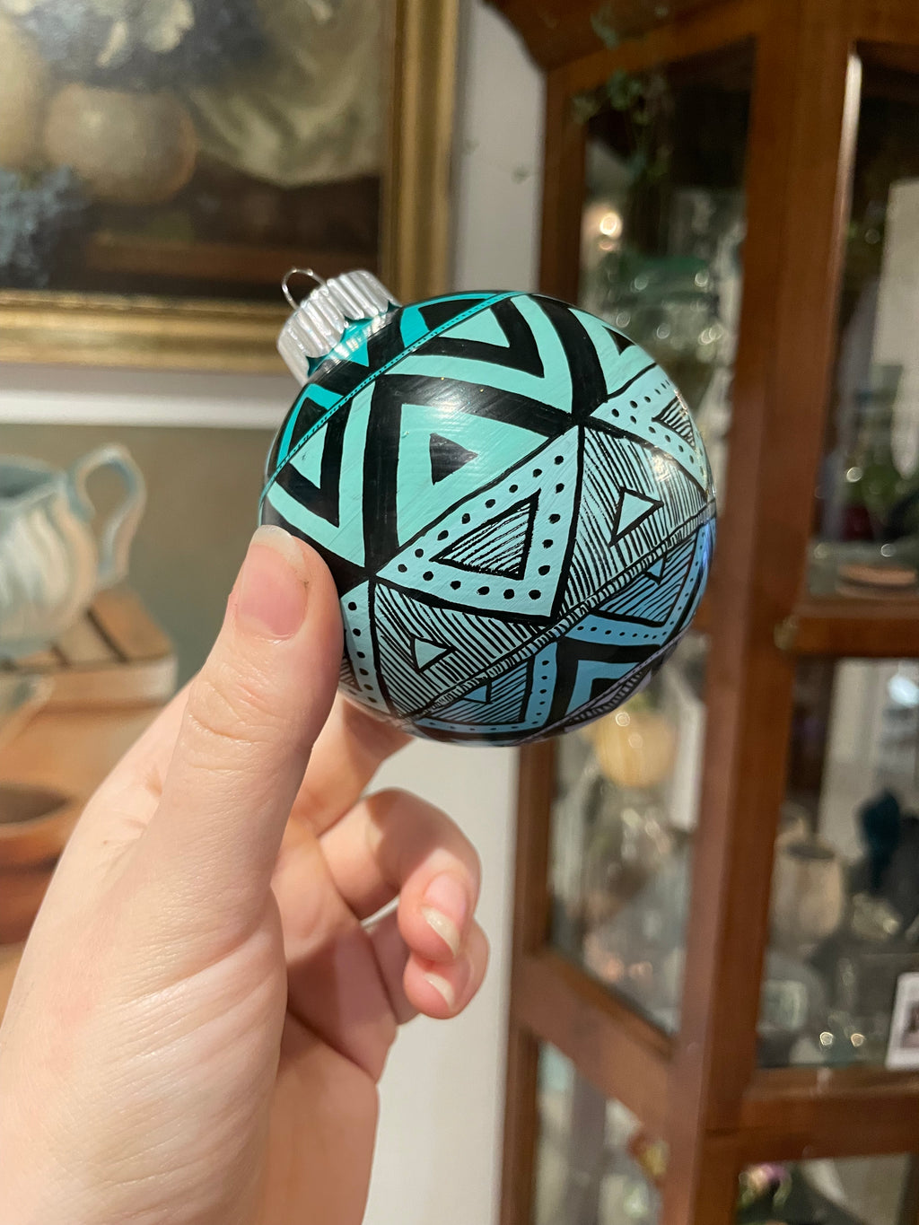 Hand Painted One of a Kind Colorful Christmas Ornament