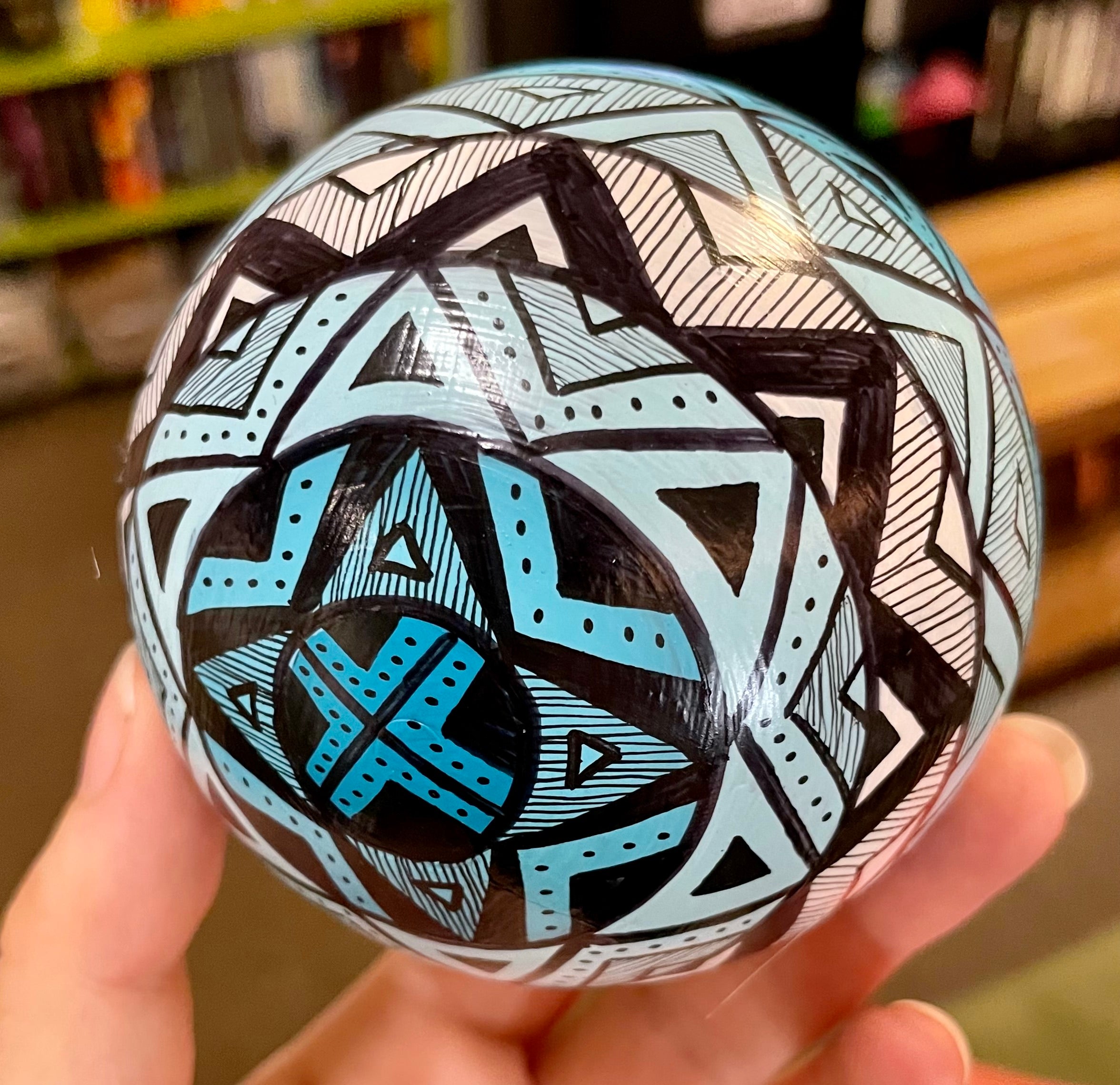 Blue Hand Painted Colorful Christmas Ornament