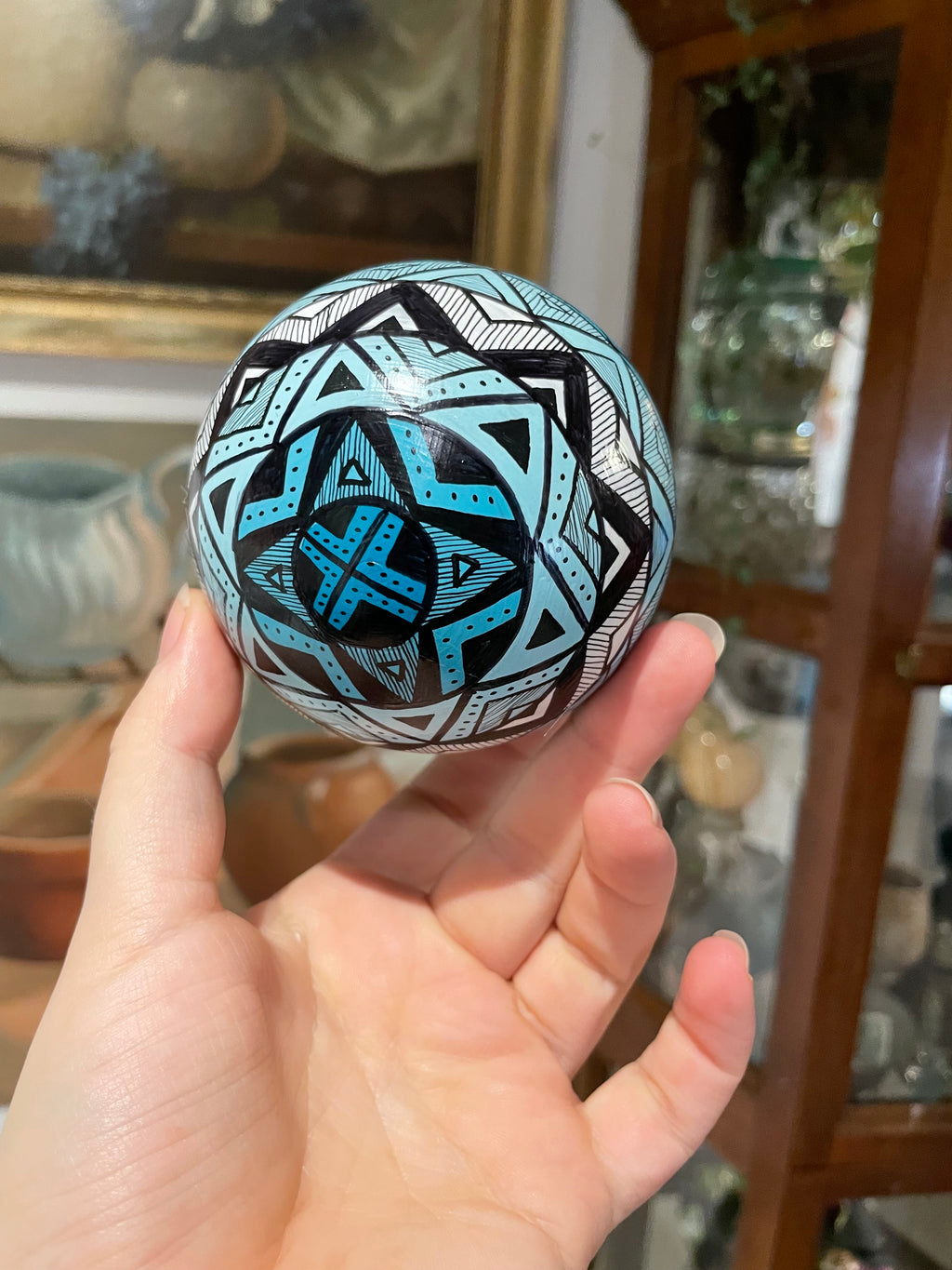 Blue Hand Painted Colorful Christmas Ornament