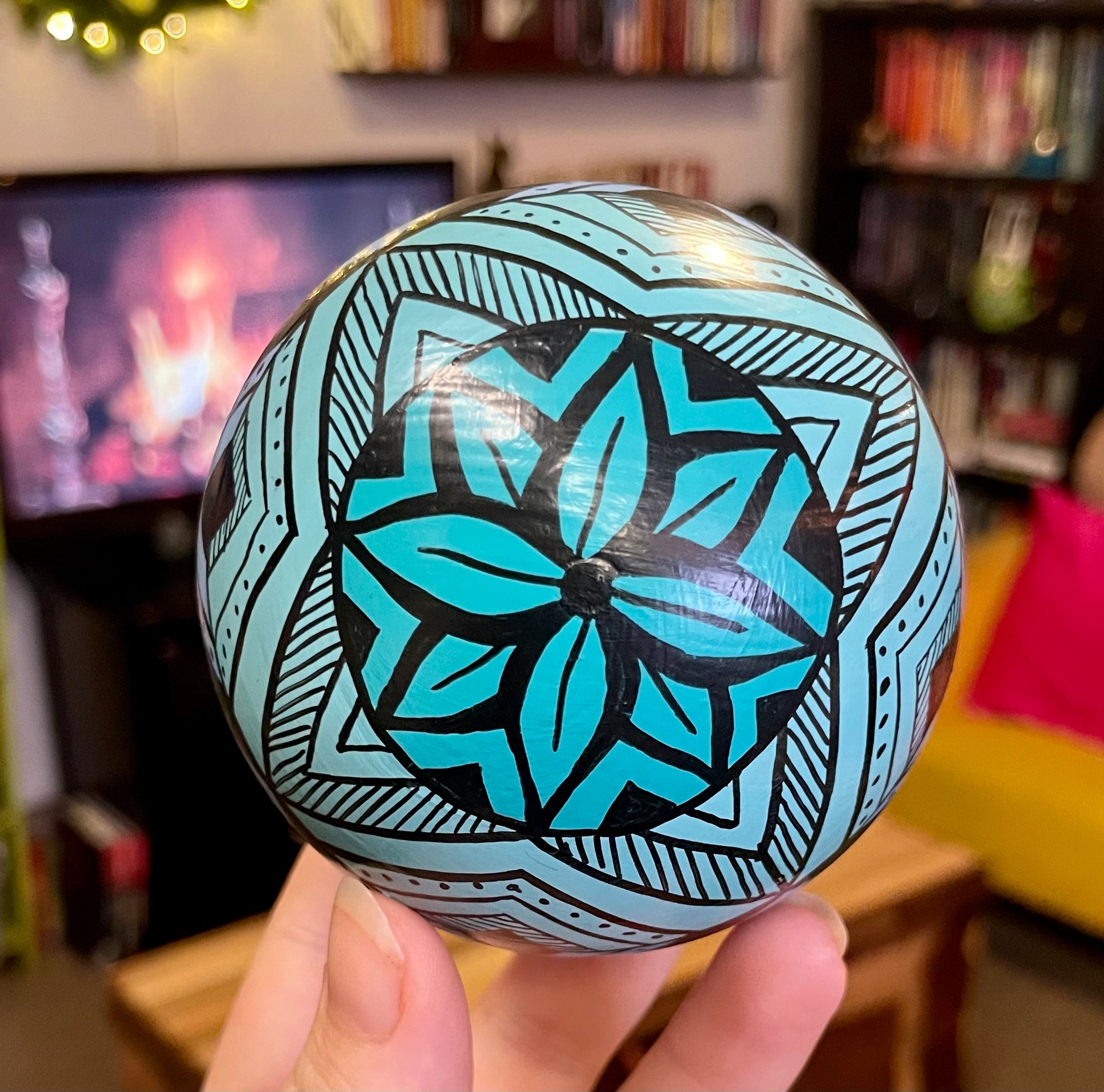 Pastel Cool Colors Hand Painted Christmas Ornament