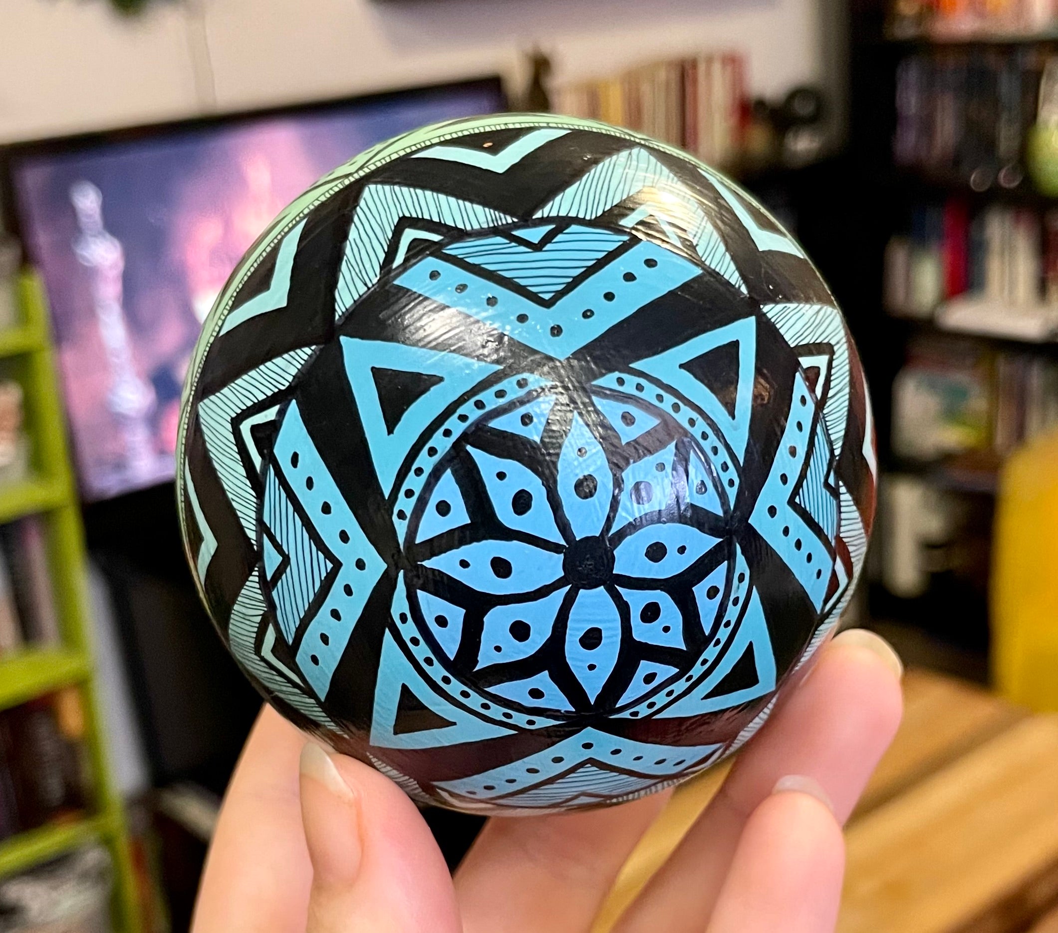 Pastel Green and Blue Hand Painted Christmas Ornament