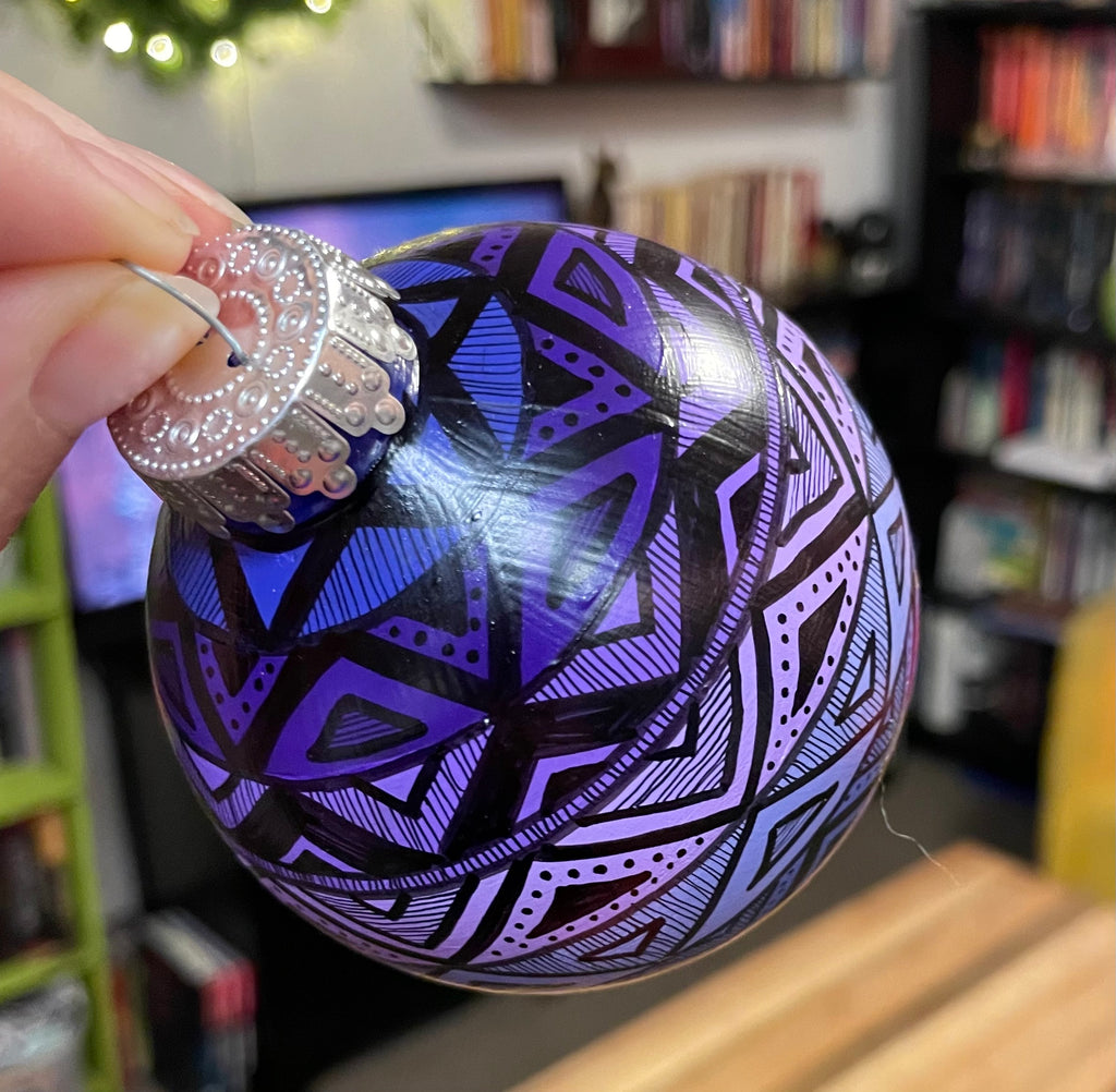 Purple Hand Painted Christmas Ornament