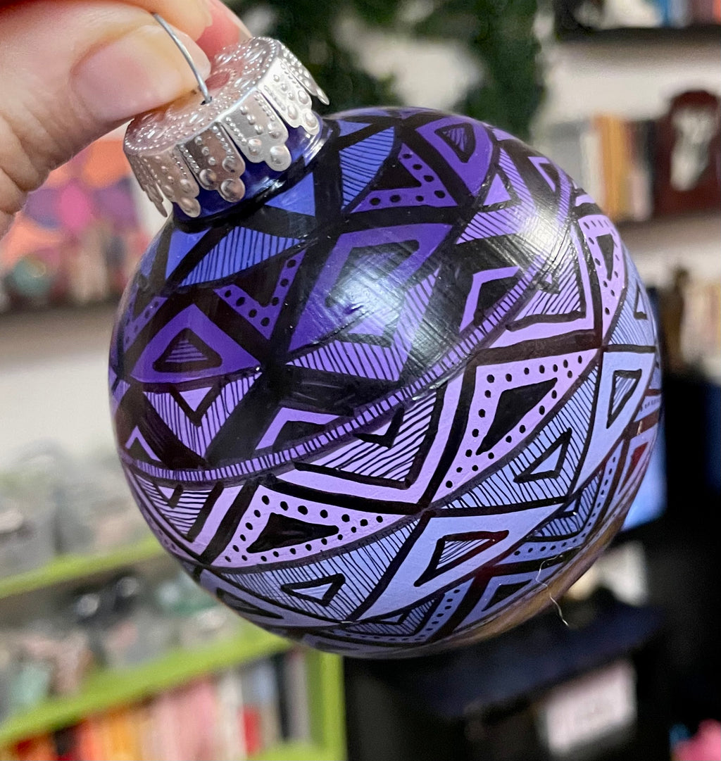 Purple Hand Painted Christmas Ornament