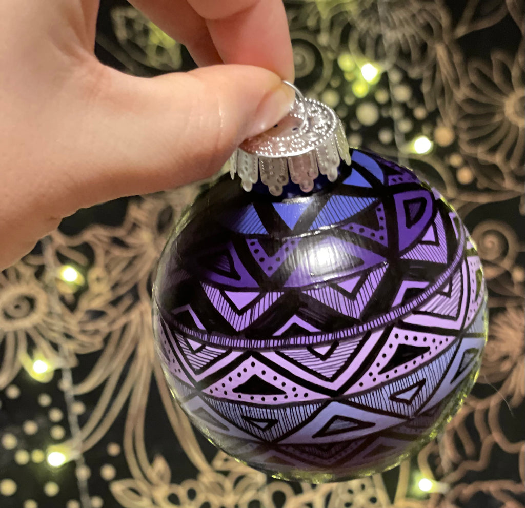 Purple Hand Painted Christmas Ornament