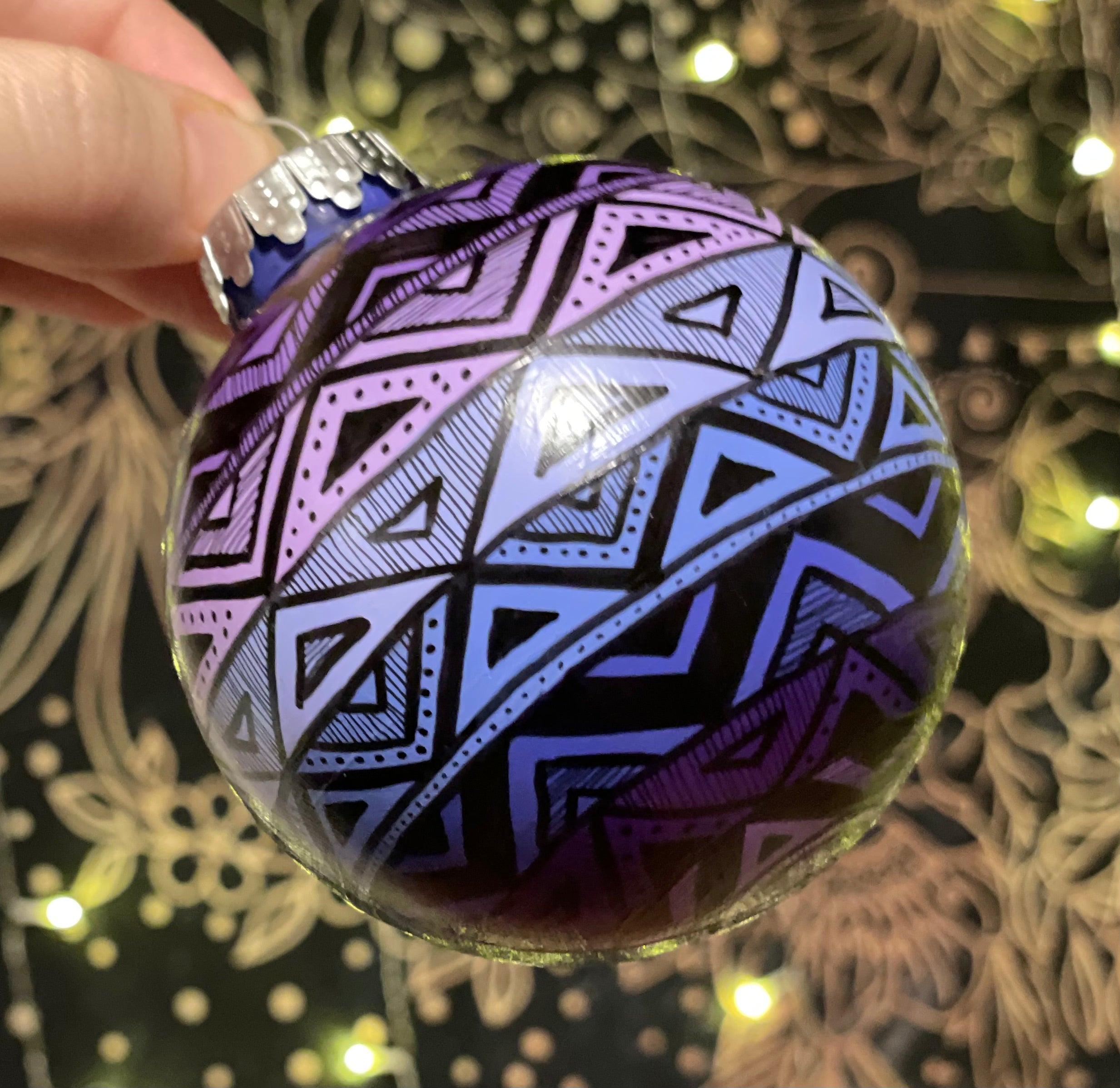 Purple Hand Painted Christmas Ornament