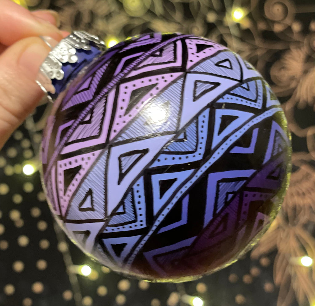 Purple Hand Painted Christmas Ornament