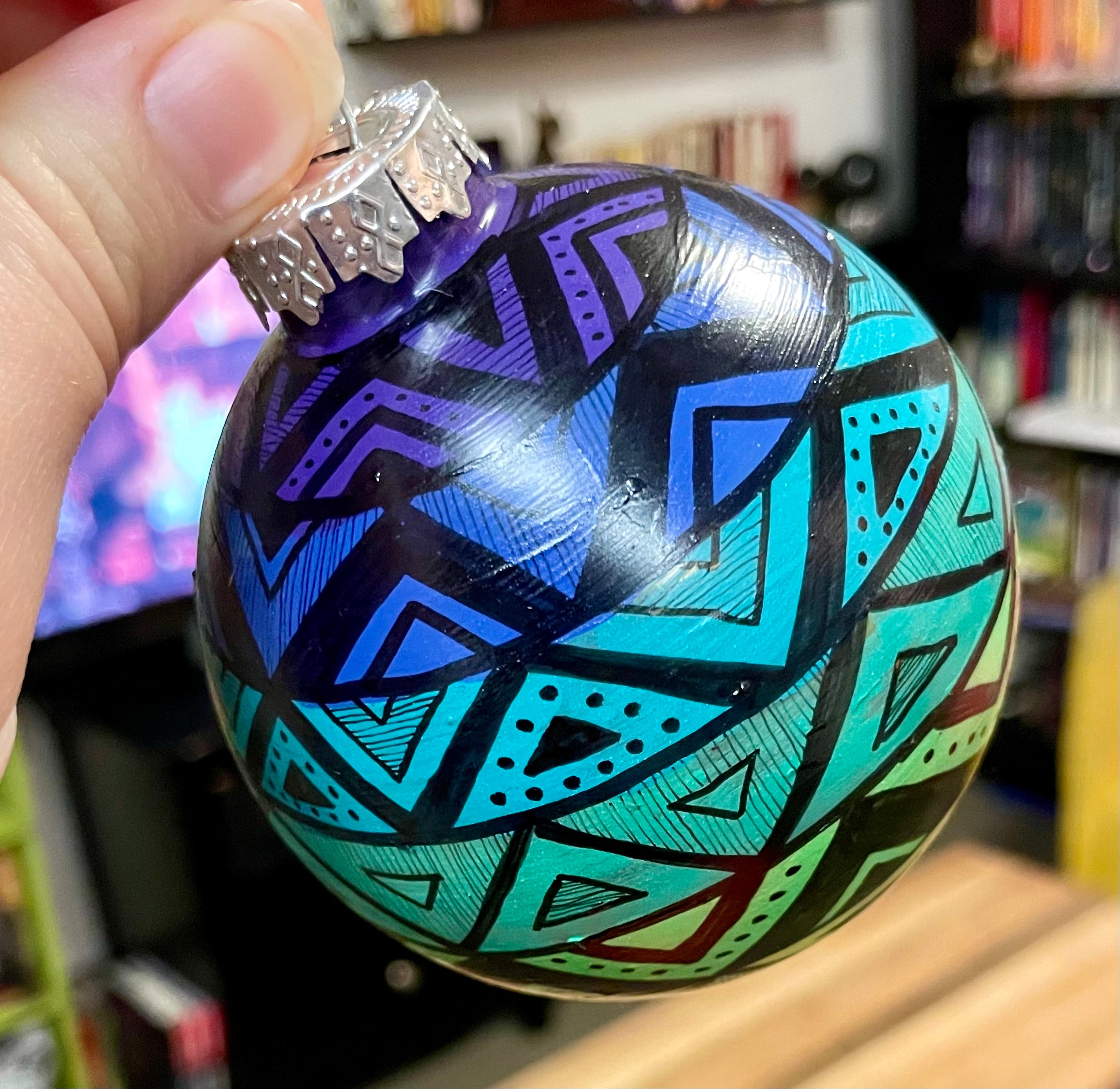 Unique Hand Painted Rainbow Christmas Ornament