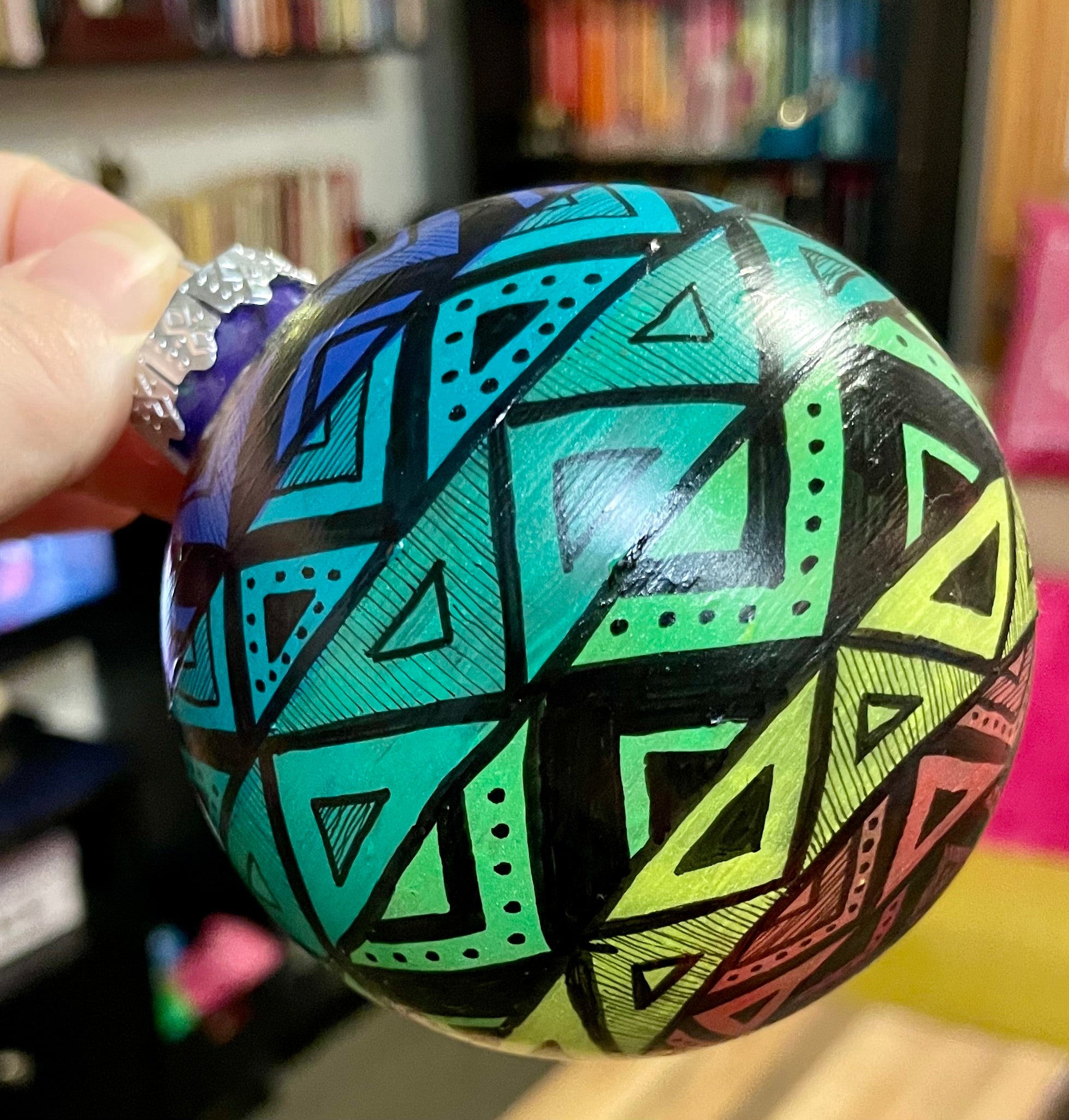 Unique Hand Painted Rainbow Christmas Ornament