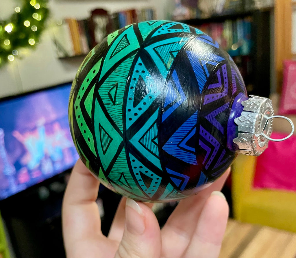 Unique Hand Painted Rainbow Christmas Ornament