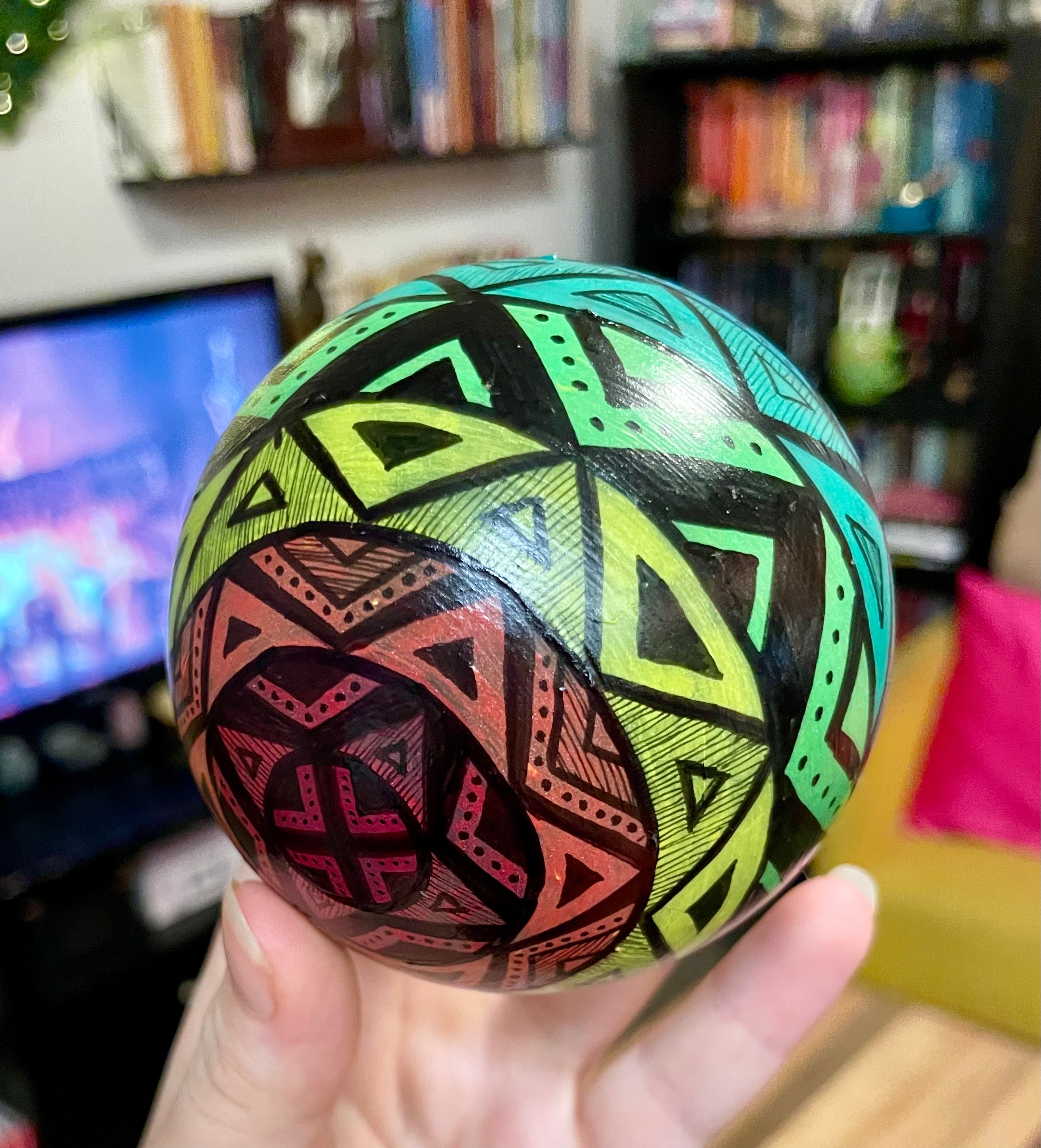 Unique Hand Painted Rainbow Christmas Ornament
