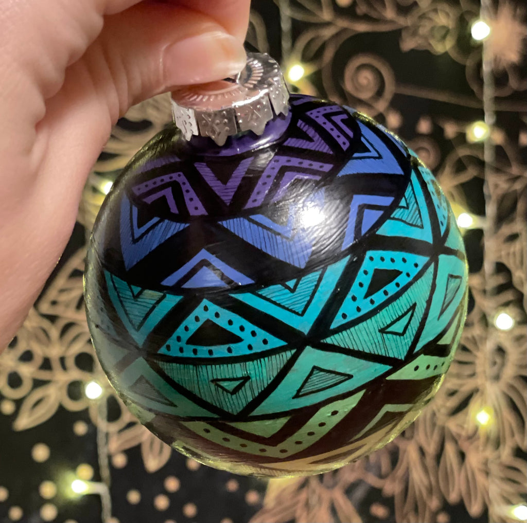 Unique Hand Painted Rainbow Christmas Ornament