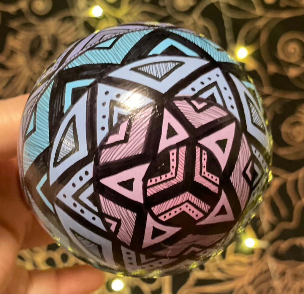 Hand Painted Pastel Pink and Blue Christmas Ornament