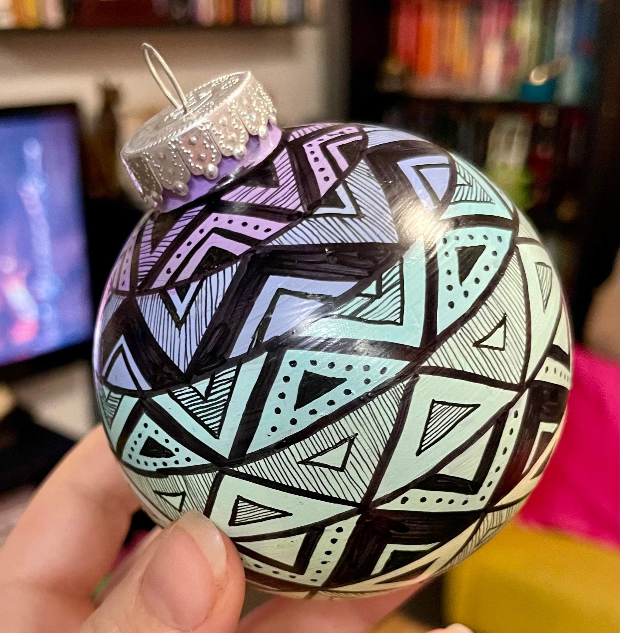 Hand Painted Pastel Rainbow Colorful Christmas Ornament