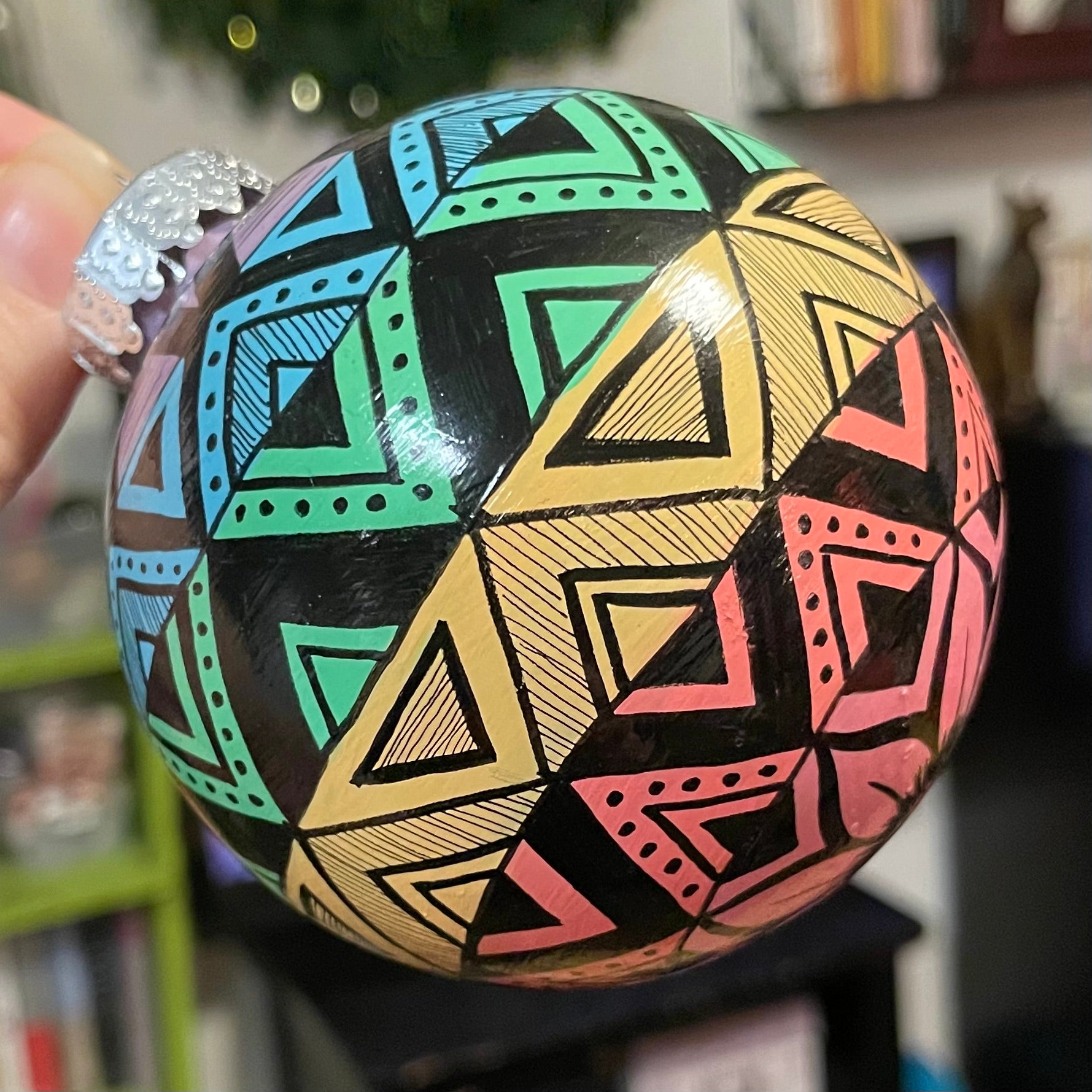 Glossy Hand Painted Pastel Rainbow Colorful Christmas Ornament