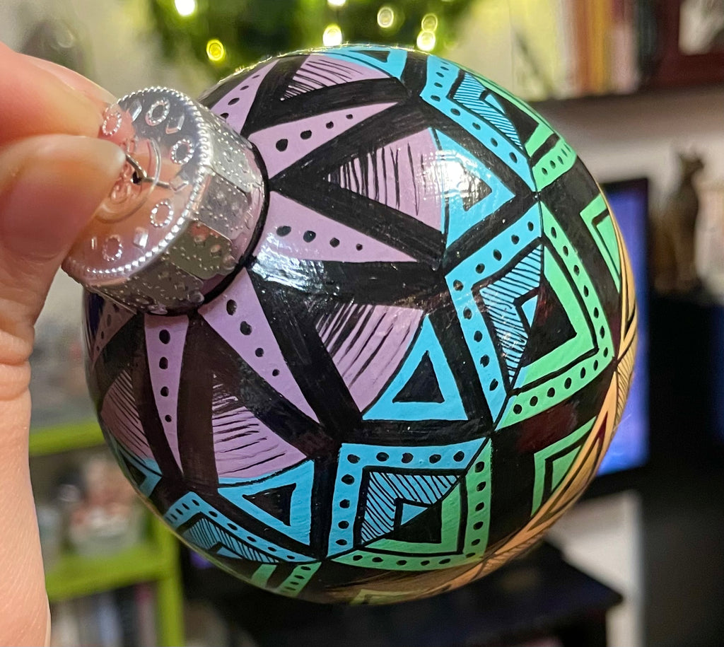 Glossy Hand Painted Pastel Rainbow Colorful Christmas Ornament