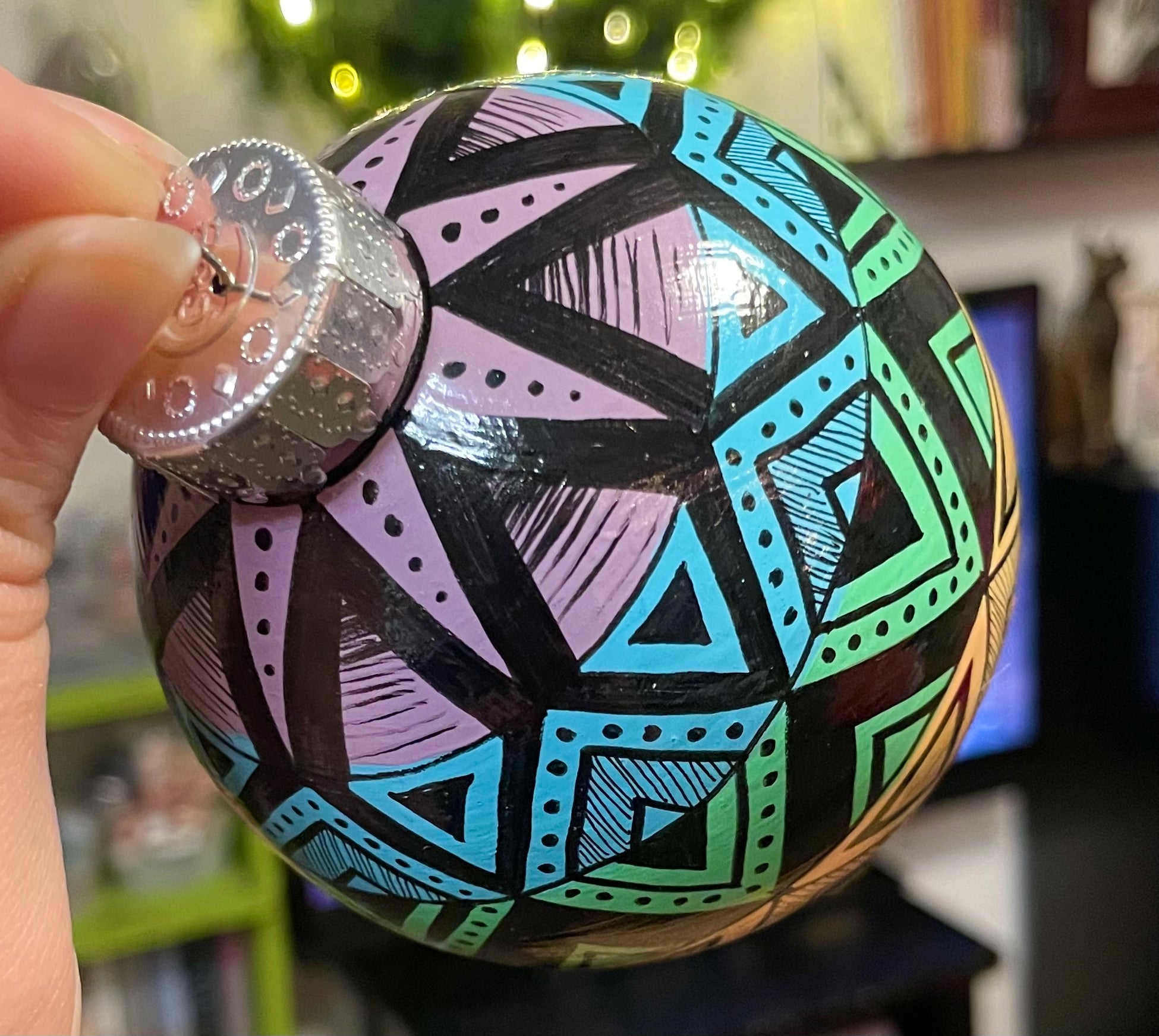 Glossy Hand Painted Pastel Rainbow Colorful Christmas Ornament