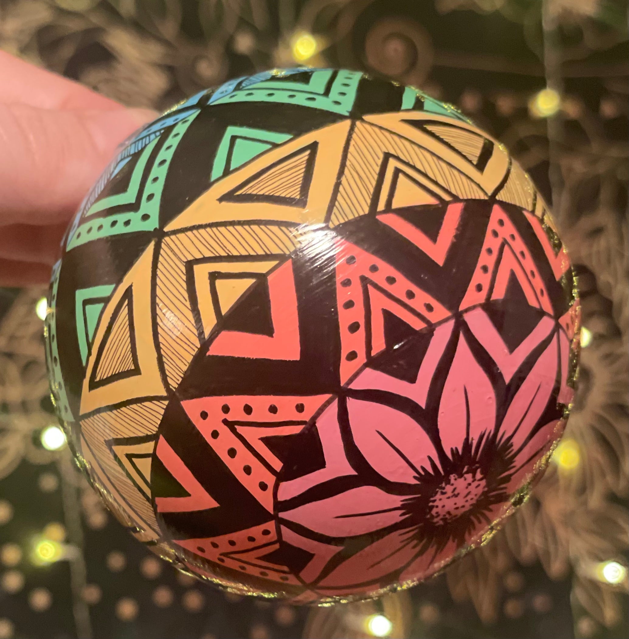 Glossy Hand Painted Pastel Rainbow Colorful Christmas Ornament