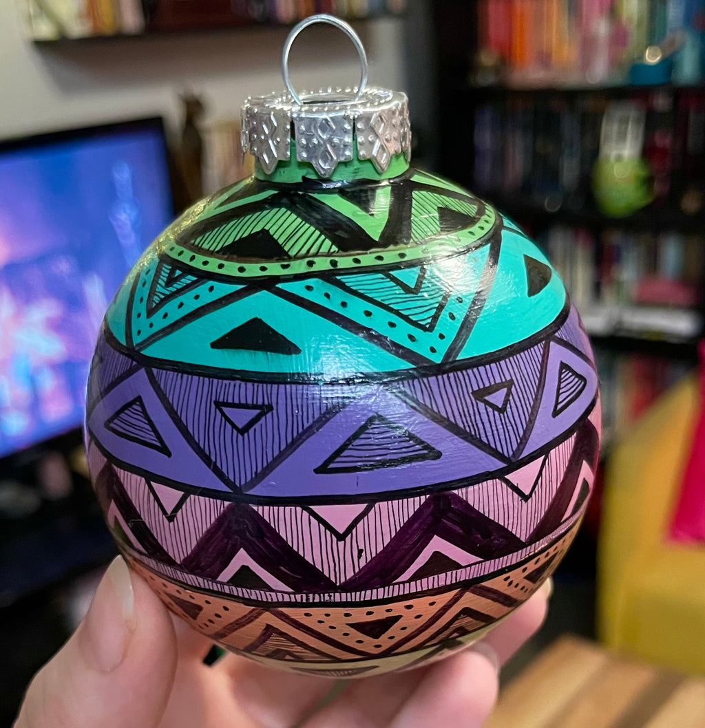 Hand Painted Rainbow Colorful Christmas Ornament