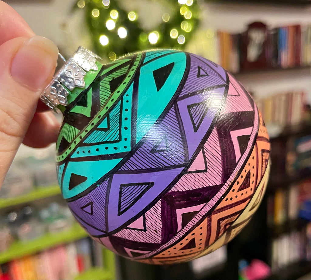 Hand Painted Rainbow Colorful Christmas Ornament