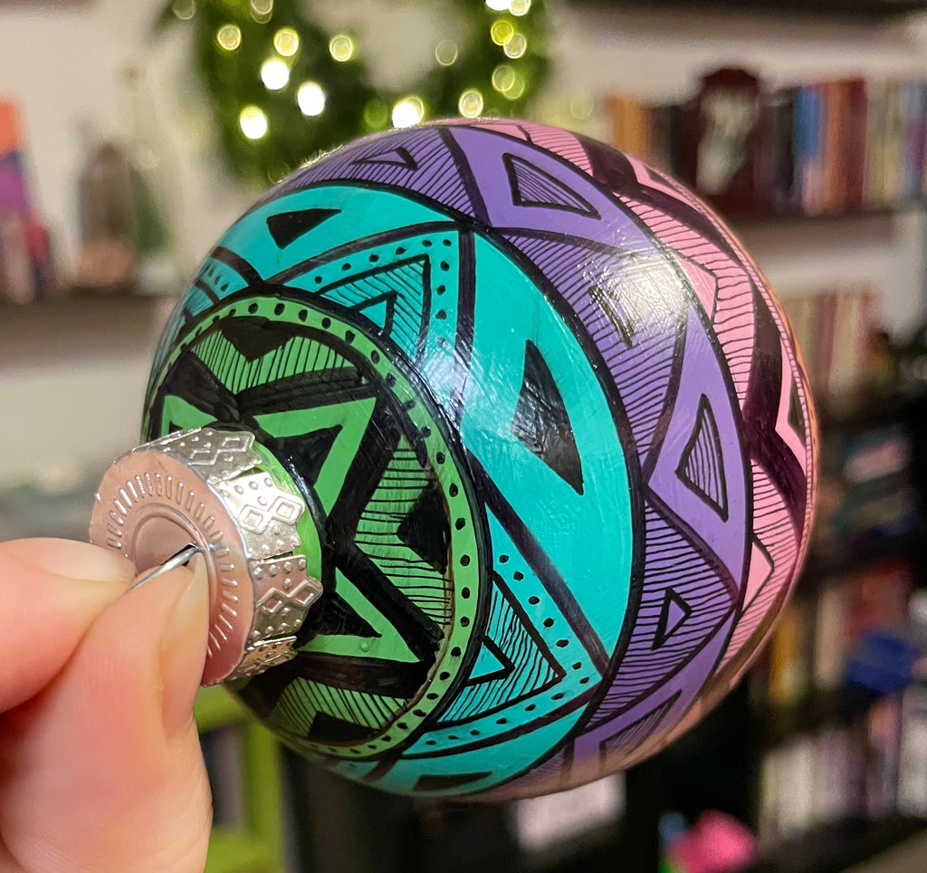 Hand Painted Rainbow Colorful Christmas Ornament