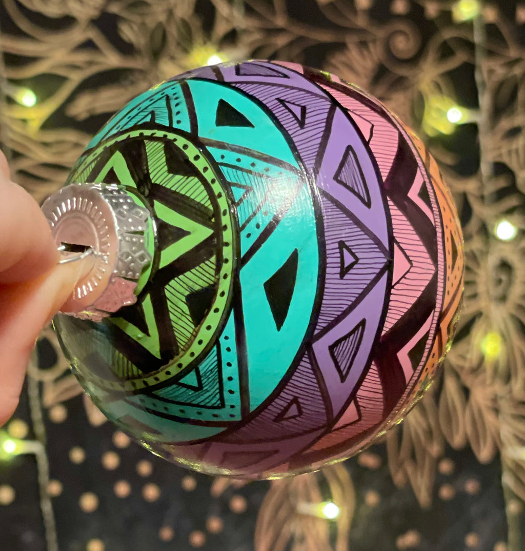 Hand Painted Rainbow Colorful Christmas Ornament