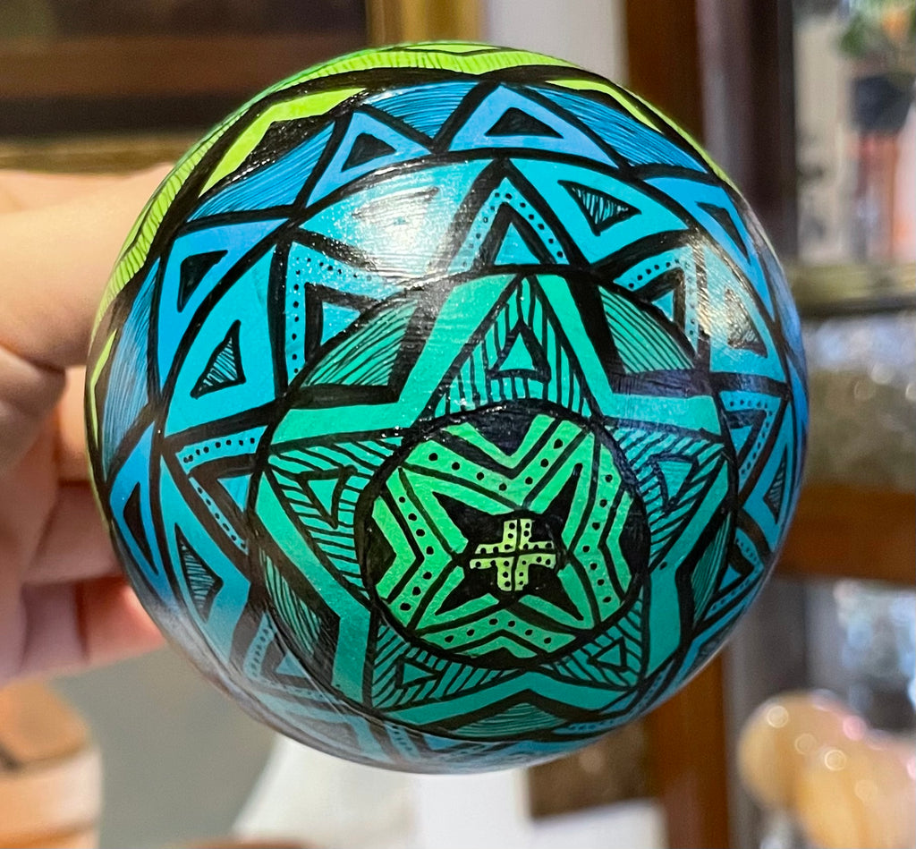 Blue and Green Hand Painted Colorful Christmas Ornament