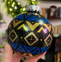 Blue and Gold Hand Painted Christmas Ornament